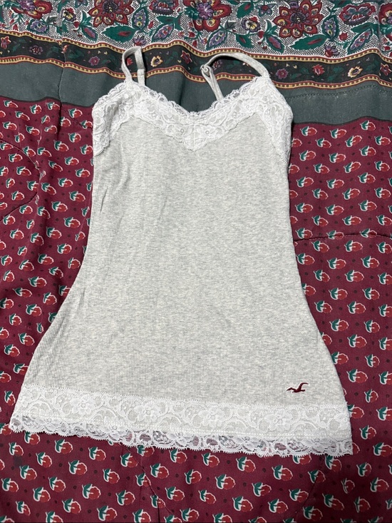 Hollister Other - Hollister Light Gray Ribbed Lace-Trim Camisole